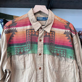 Aztec linen blend polo button up