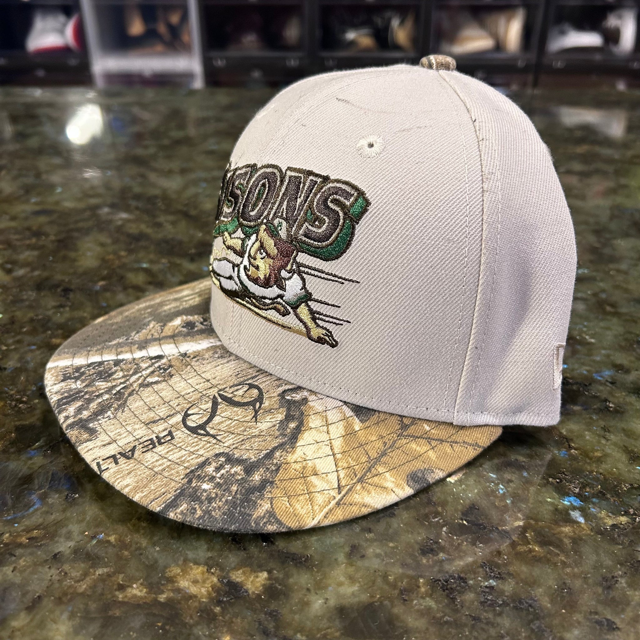 Bison x teal tree camo fitted caps