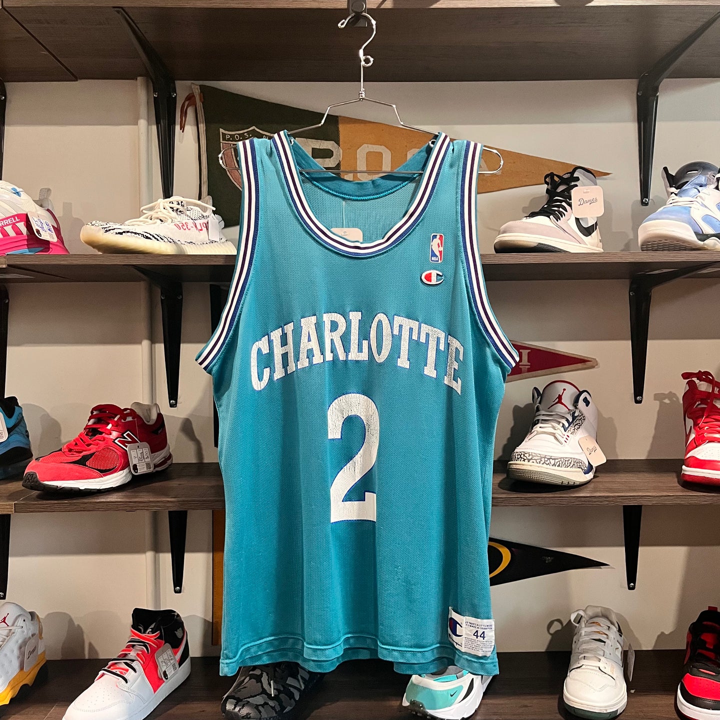 1990s Champion Larry Johnson Charlotte Hornets Basketball Jersey