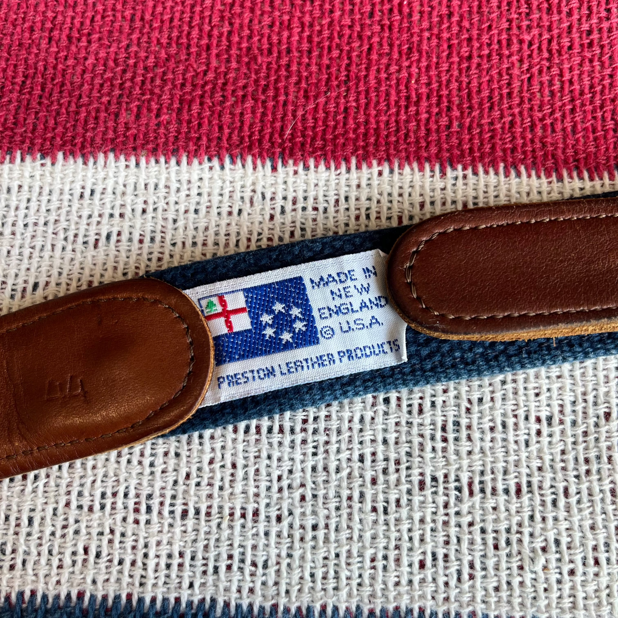 Vintage Lighthouses Needlepoint Belt by Preston Leather Products in New England, USA