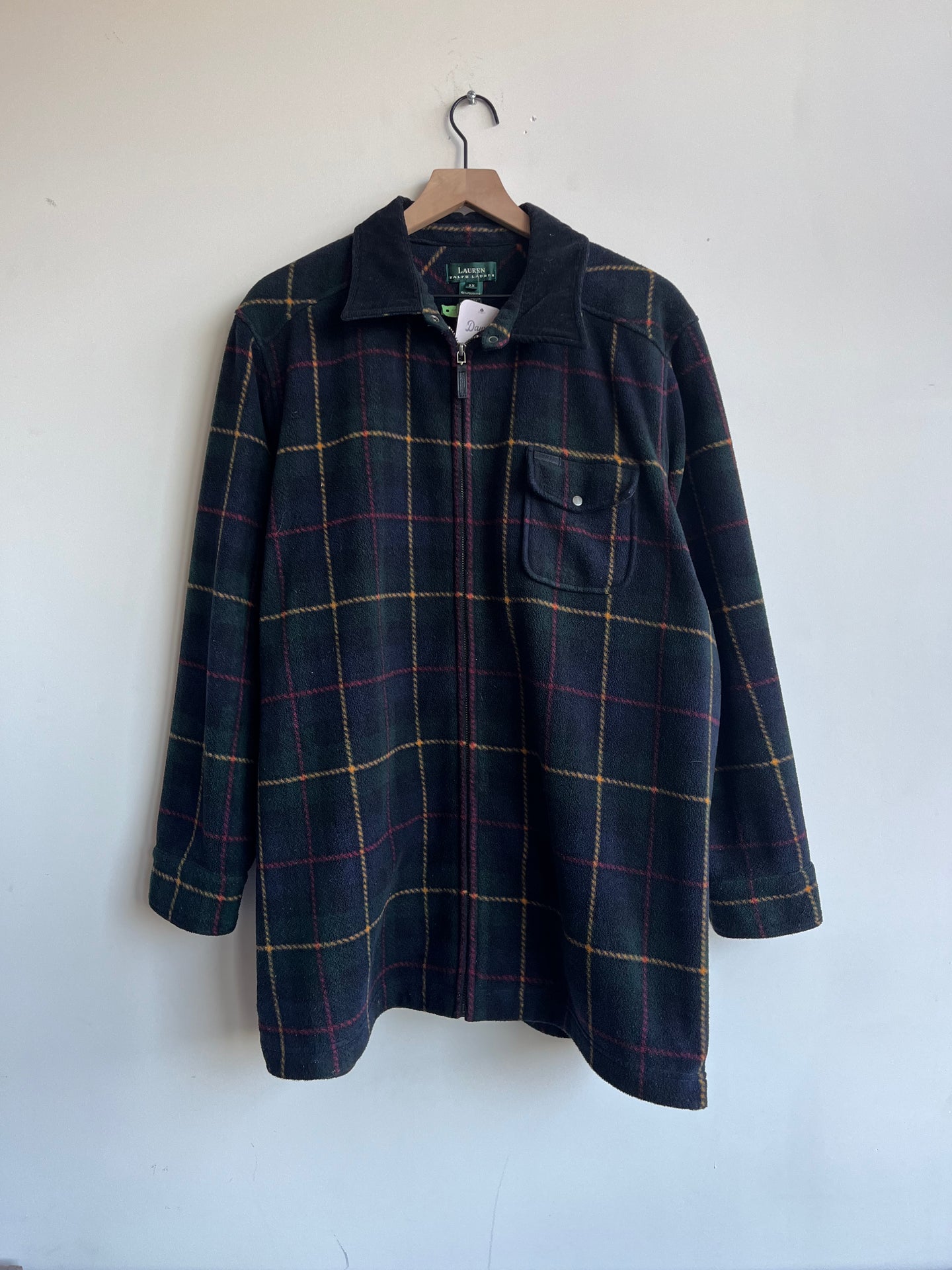 Women’s Lauren Ralph Lauren Black Watch Tartan Plaid Flannel Full Zip Coat